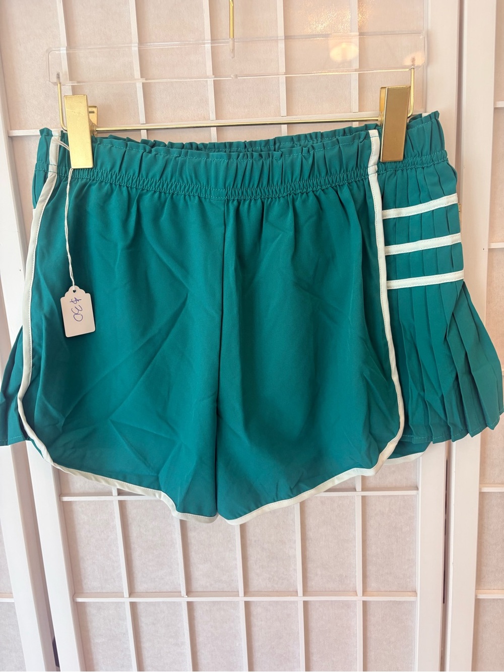 Amazon Teal Athletic Shorts with White Trim